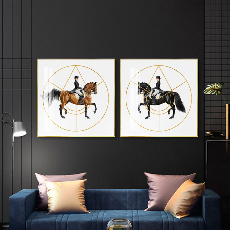 Woman Riding Horse Wall Art Decor Textured Surface Farmhouse Living Room Canvas Print