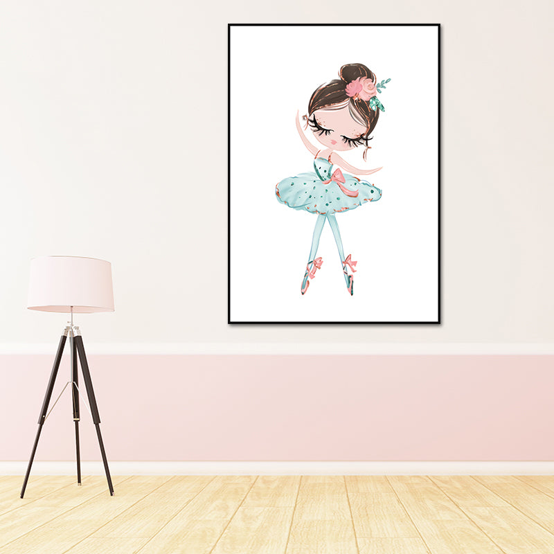 Illustration Ballet Girl Wall Art Decor for Bedroom, Pastel Color, Textured Surface