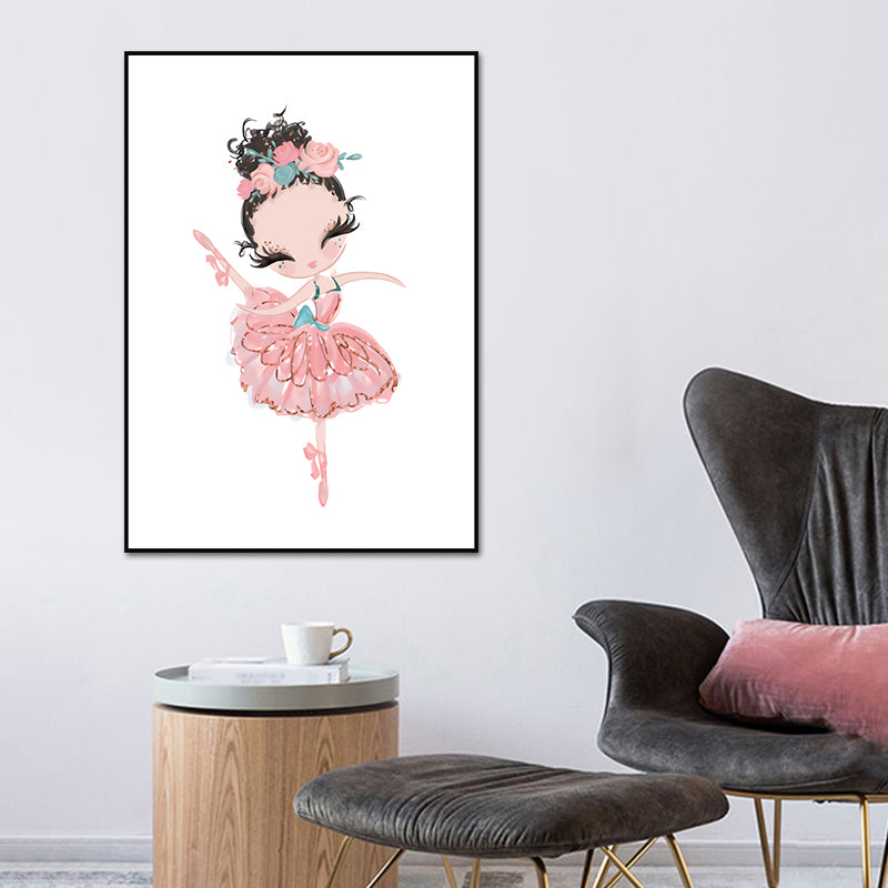 Ballet Wall Art Kids Style Cute Cartoon Canvas Print in Soft Color for Bedroom