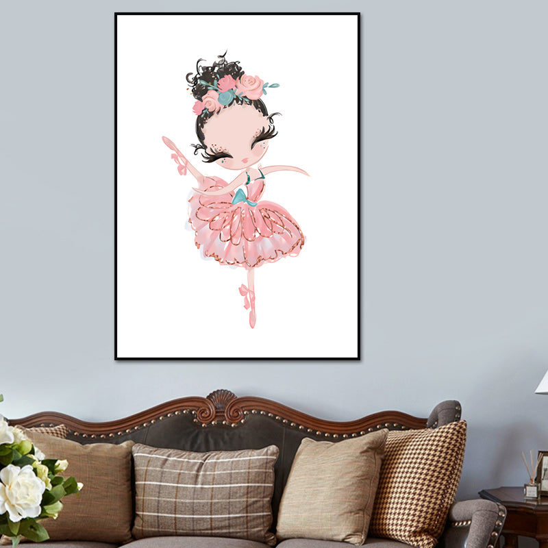 Ballet Wall Art Kids Style Cute Cartoon Canvas Print in Soft Color for Bedroom