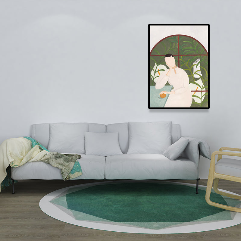 Stylish Housewife Wall Art for Sitting Room Fashion Canvas Print in Pastel Color