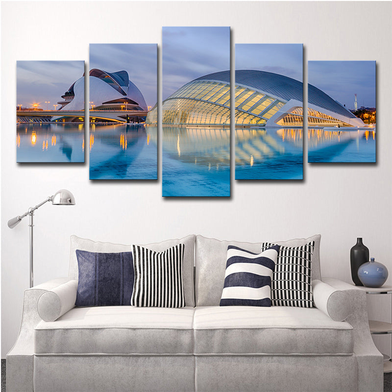 Global Inspired Wall Art Blue Sydney Opera House at Early Night View Wall Decoration