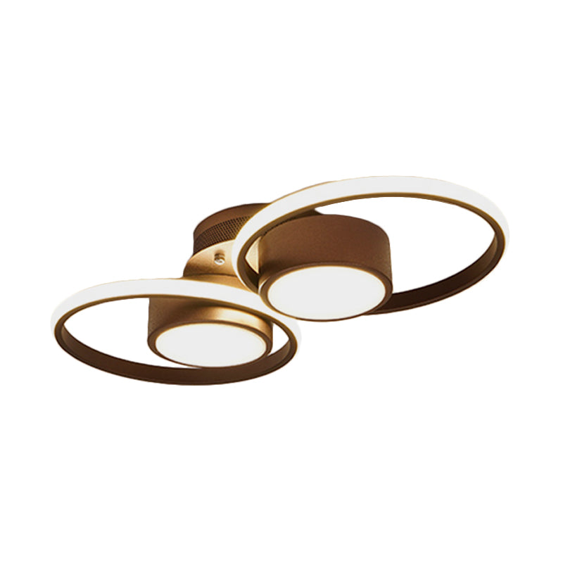 Modernism 2/4/6 Lights LED Ceiling Flush Mount Light with Acrylic Shade Brown Round Ceiling Light Fixture in Warm/White Light