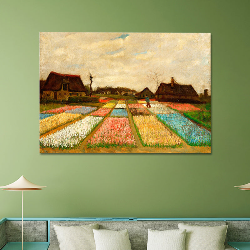 Farmhouse Bulb Fields Painting Canvas Art Brown Textured Wall Decor for Family Room