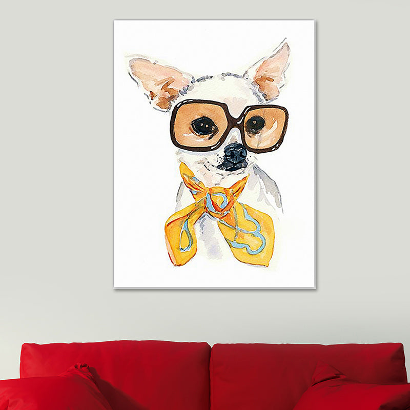 Funny Animal Painting Canvas Wall Art for Childrens Bedroom. Light Color, Textured