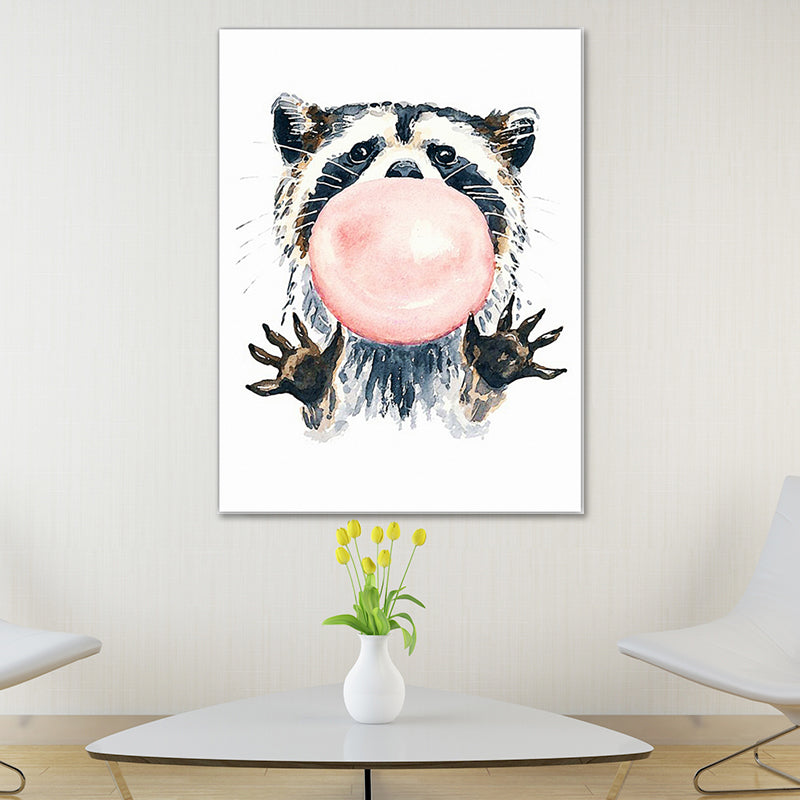 Funny Animal Painting Canvas Wall Art for Childrens Bedroom. Light Color, Textured