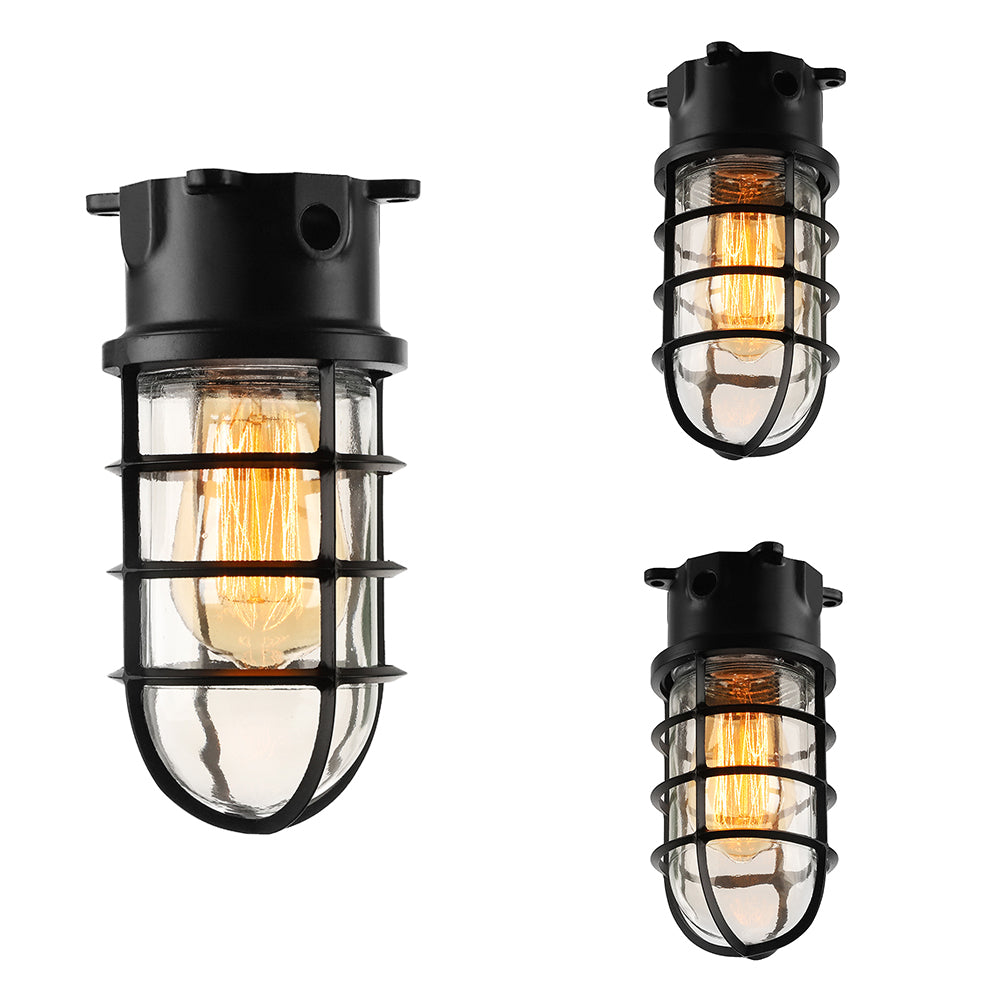 1 lampe avec abat - jour cylindrique Éclairage de plafond en verre transparent industriel salon darksuit noir / blanc / rose avec cage