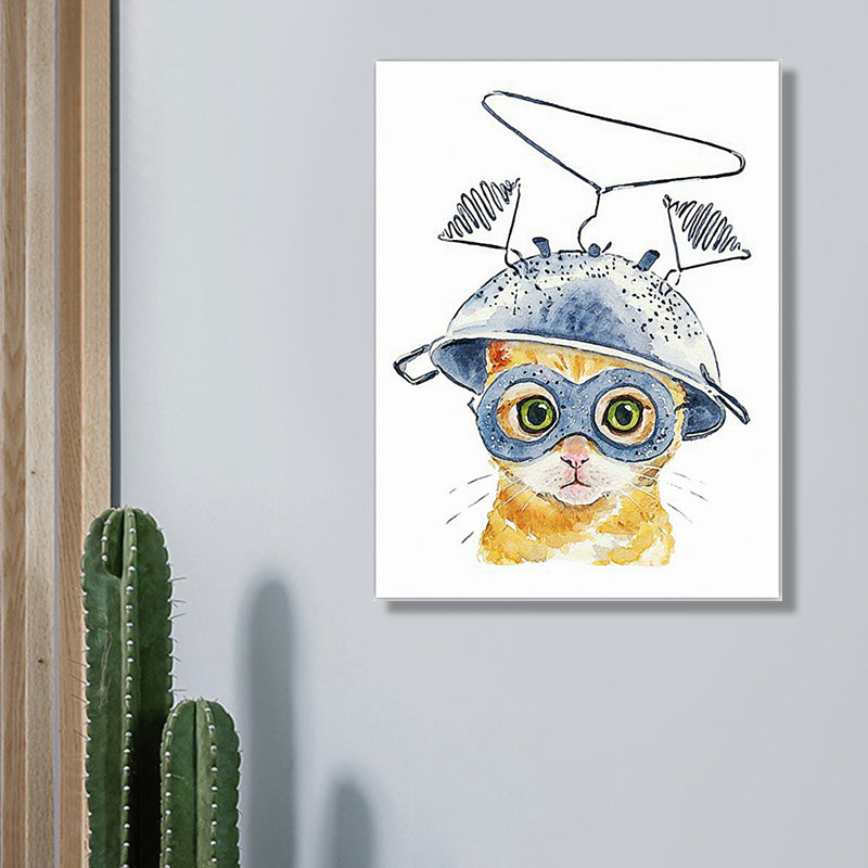 Textured Pet Painting Wall Decoration Canvas Cartoon Wall Art for Kids Bedroom