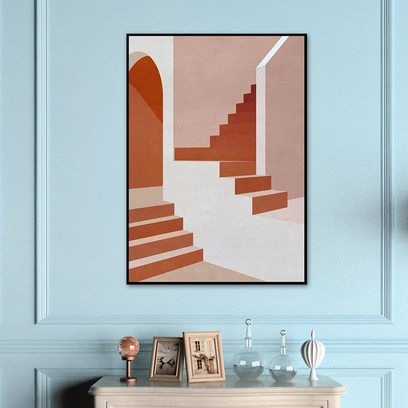 Binnentrap wanddecoratie in lichte kleur, eigentijdse stijl canvas voor eetkamer