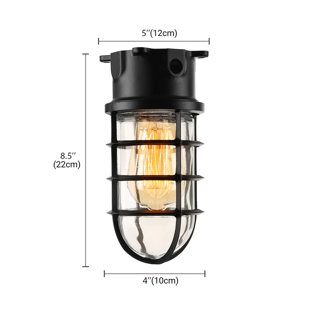 1 lampe avec abat - jour cylindrique Éclairage de plafond en verre transparent industriel salon darksuit noir / blanc / rose avec cage