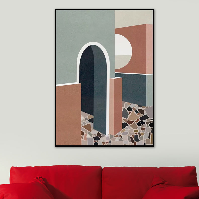 Contemporary House Interior Painting in Soft Color Textured Wall Art for Guest Room