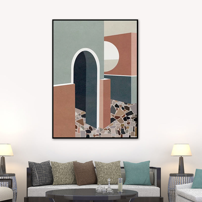 Contemporary House Interior Painting in Soft Color Textured Wall Art for Guest Room
