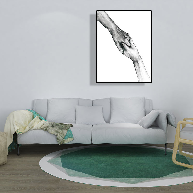 Scandinavian Two Hands Portrait Painting White Kitchen Backsplash Wall Art Print