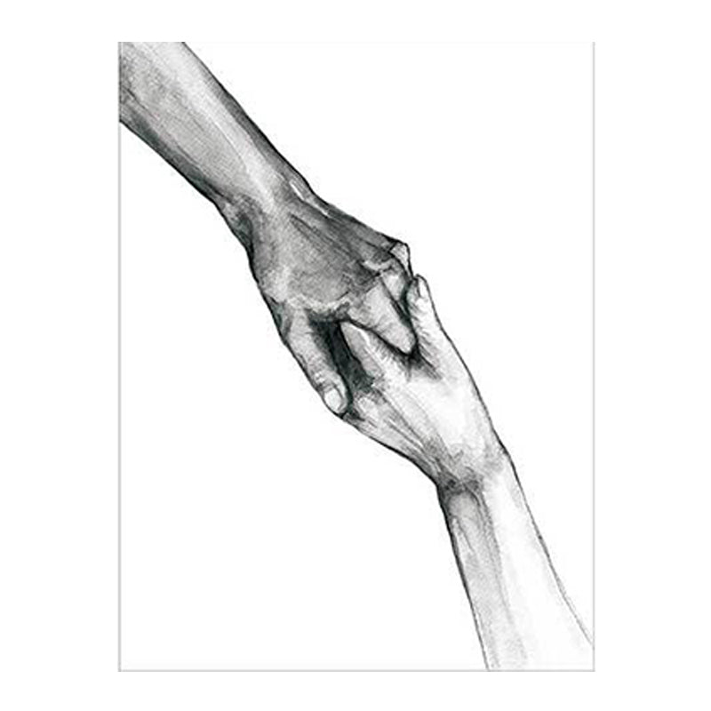 Scandinavian Two Hands Portrait Painting White Kitchen Backsplash Wall Art Print