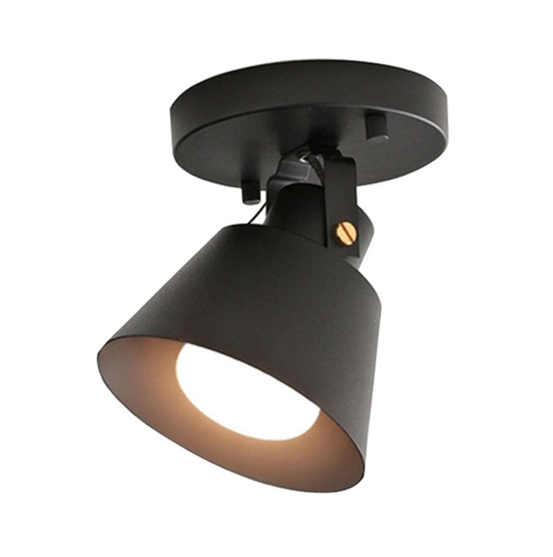Lámpara de techo giratoria con pantalla cónica metálica elegante estilo Loft luz de techo semi empotrada de 1 cabezal negro/blanco