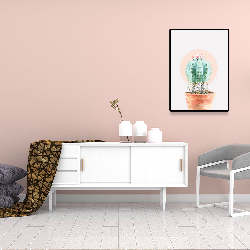 Toile imprimée d'art de plante de Cactus texturée, décoration murale tropicale pour salon, couleur douce