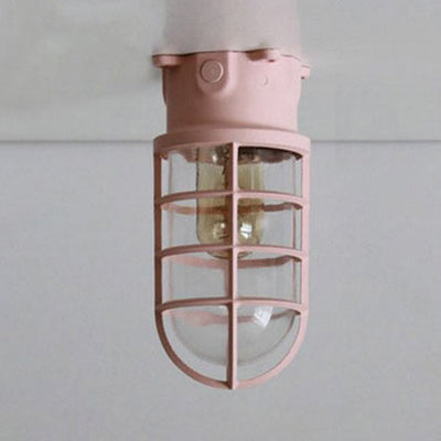1 lampe avec abat - jour cylindrique Éclairage de plafond en verre transparent industriel salon darksuit noir / blanc / rose avec cage
