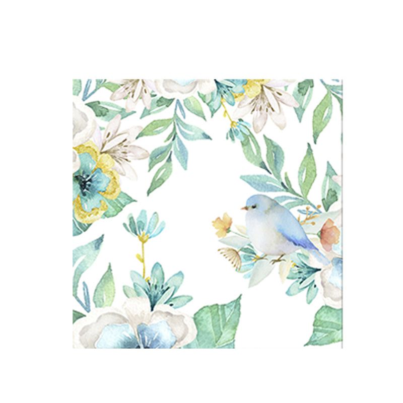 Bird with Blossoming Flower Art Print Pastel Color Kids Style Wall Decor for Family Room