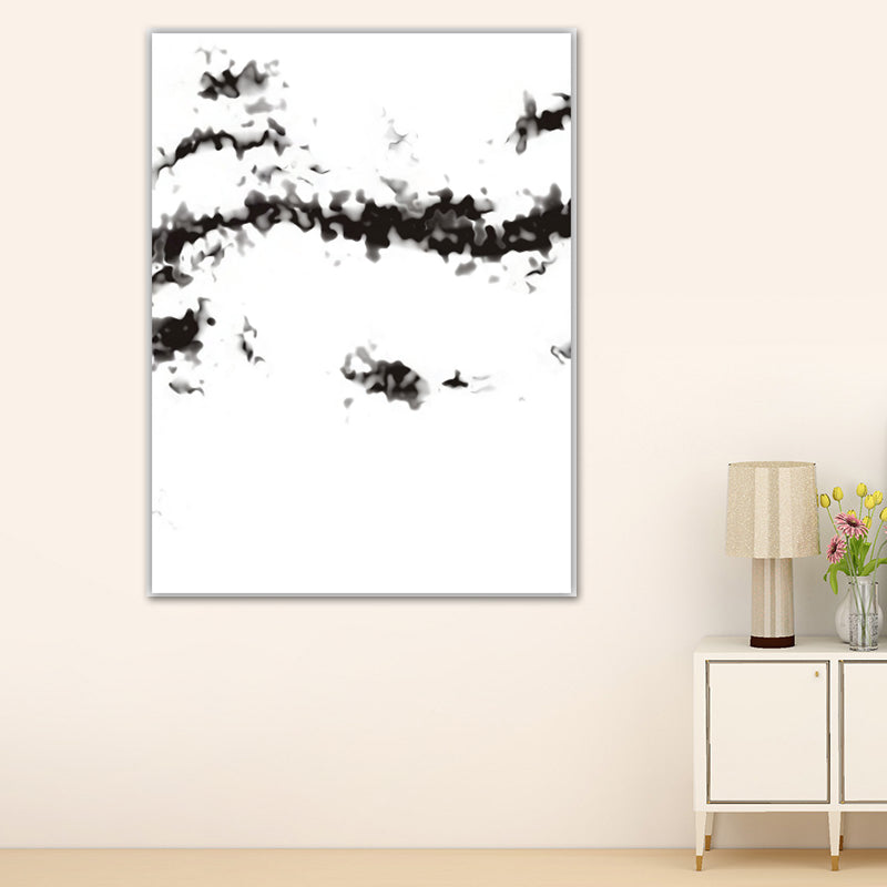 Smoke Abstract Wall Decor Minimalist Textured Canvas Wall Art in Black and White