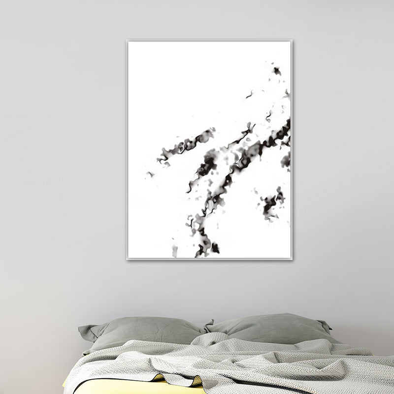 Smoke Abstract Wall Decor Minimalist Textured Canvas Wall Art in Black and White