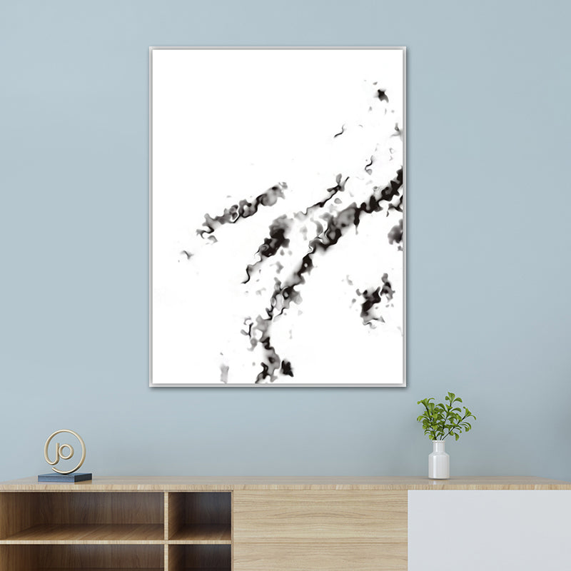 Smoke Abstract Wall Decor Minimalist Textured Canvas Wall Art in Black and White