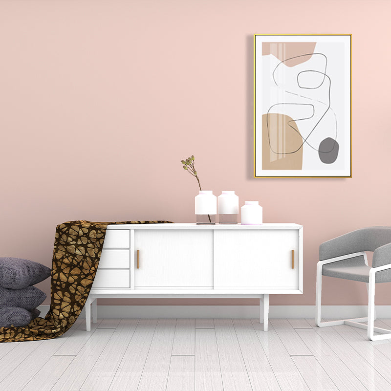 Brown Abstract Pattern Canvas Pencil Scandinavian Textured Wall Art for Guest Room