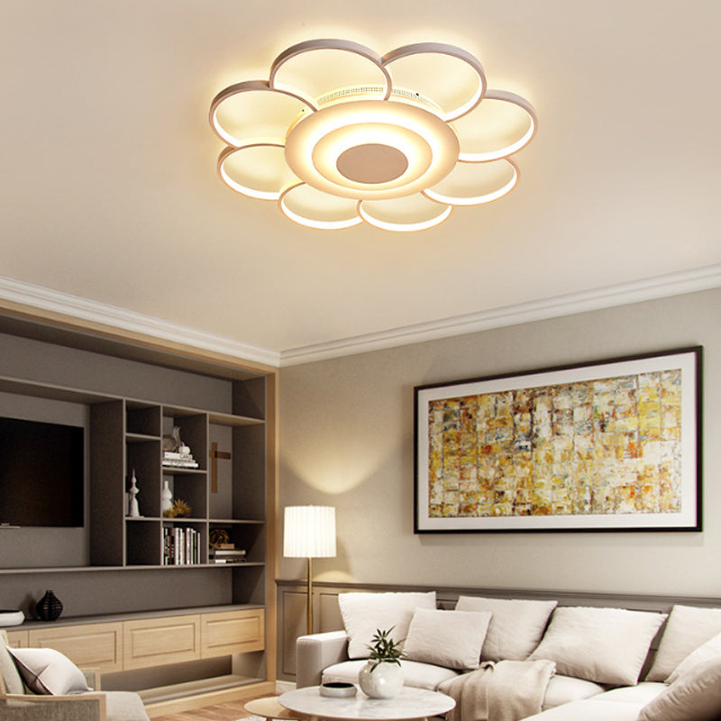 31,5 "/ 39" de large fleur Flushmount Simple acrylique LED Blanc Flush plafond Light in chaud / blanc / naturel Light