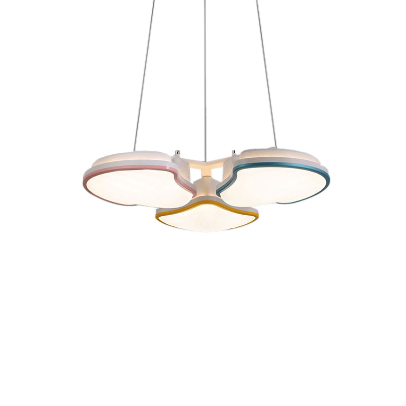 Éclairage de pendentif de chambre à coucher à 3 têtes avec une nuance de feuilles Multicolor LED suspendue suspendue
