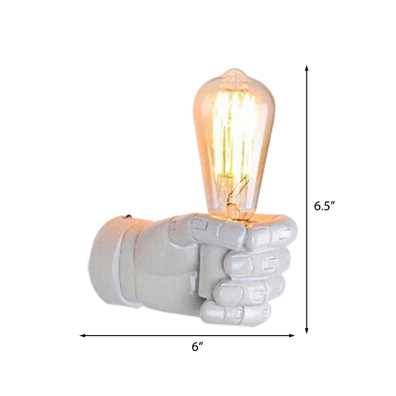 Schwarz/Weiß Bare Lampenleuchte Licht mit Handform Basis Vintage Stil Holz 1 Leichte Restaurant Wandlampe