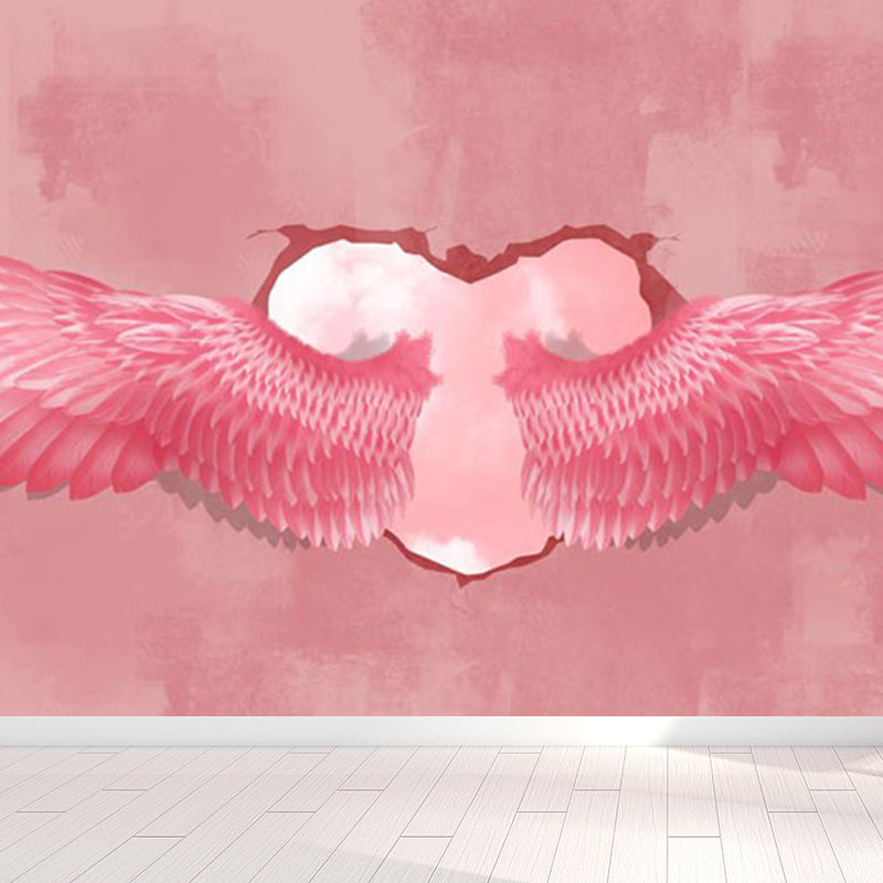 Spreading Wing Mural Decal Soft Color Contemporary Wall Covering for Living Room