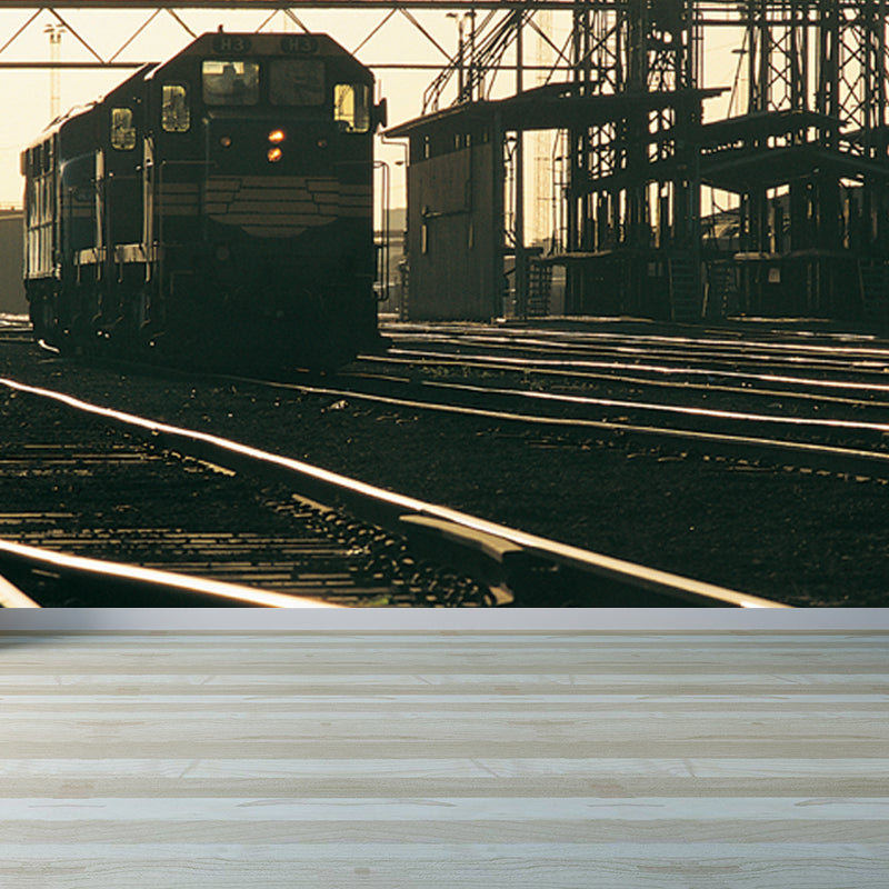 Imposing Train View Mural Decal for Guest Room, Soft Color, Custom Size Available