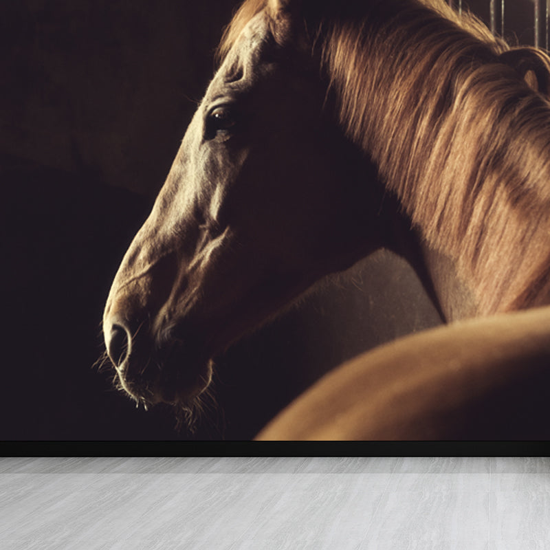 Décoration murale non tissée en forme de cheval extra large, couleur douce, pour salon, personnalisée
