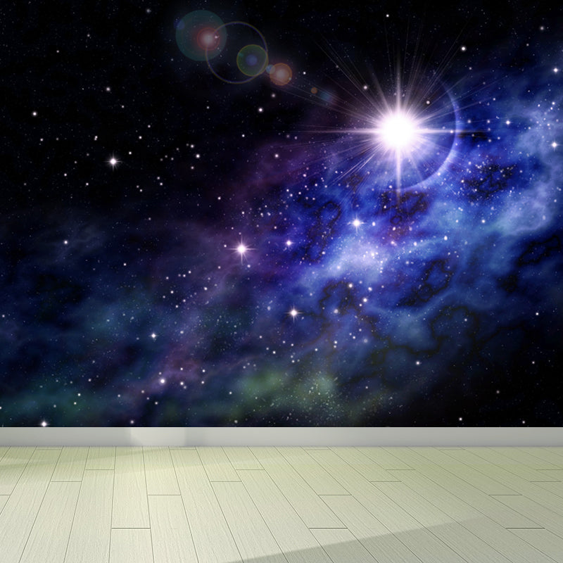 Large Constellations Scene Wall Mural Modern Outer Space Wall Covering in Purple