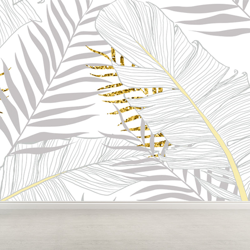 Huge Botanical Leaves Mural Wallpaper Washable Tropical Living Room Wall Covering