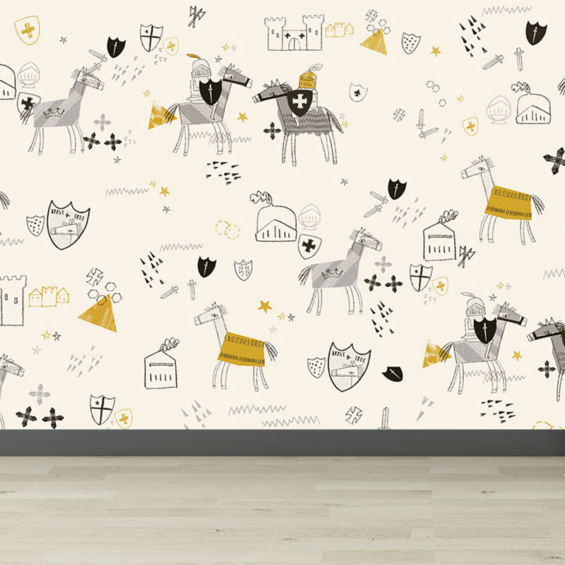 Stain Resistant Cartoon Print Mural Non-Woven Children's Art Wall Decor for Kids Room