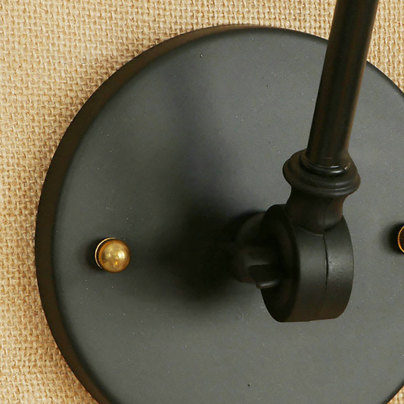 1 Light Saucer Shade Sconce Light Fixture Industrial Brass/Bronze Frosted Glass Wall Lamp with Swing Arm