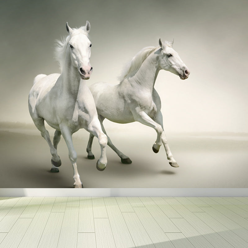 Big White Horse Print Mural Wallpaper Decorative Contemporary Living Room Wall Art