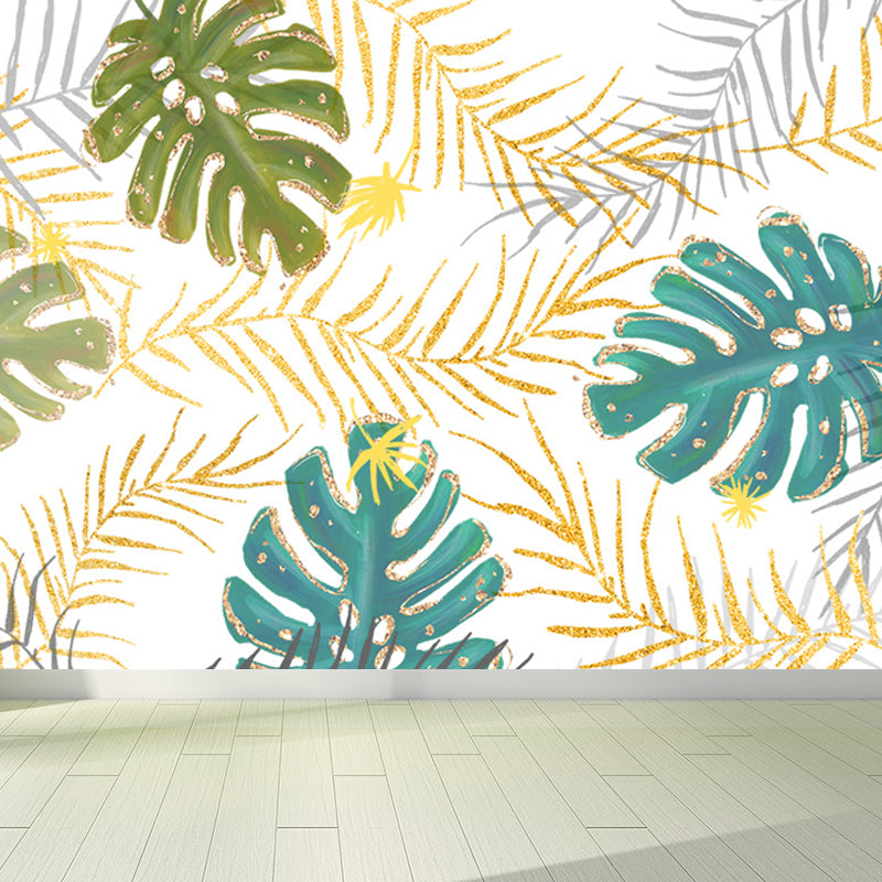 Waterproof Leaves Wall Mural Tropical Non-Woven Wall Decor, Custom Size Available