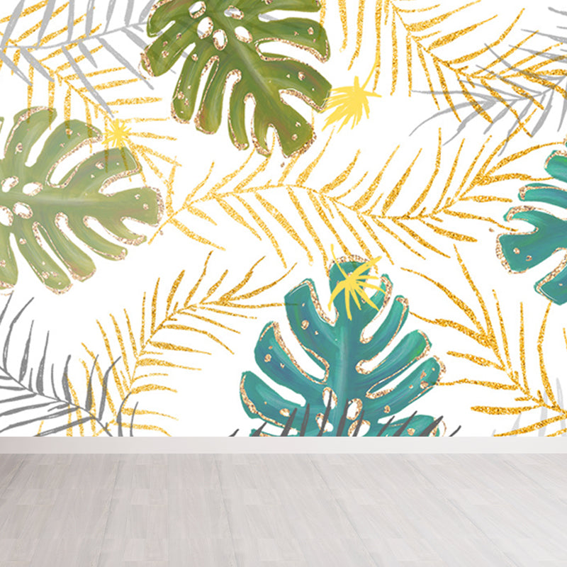 Waterproof Leaves Wall Mural Tropical Non-Woven Wall Decor, Custom Size Available