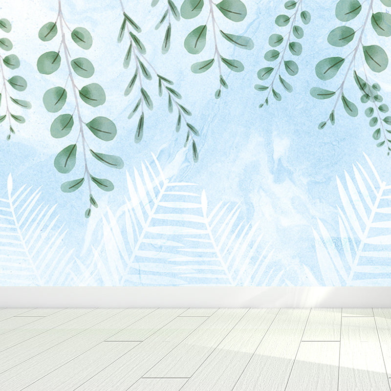 Modern Leaves Print Mural Soft Color Living Room Wall Art, Custom Size Available