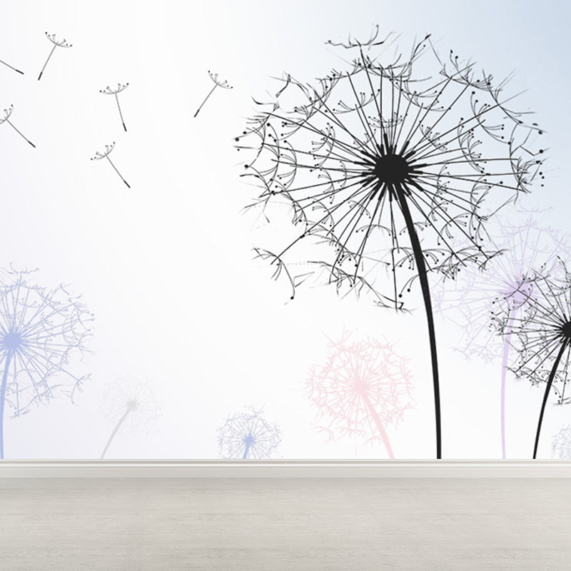 Soft Color Dandelion Mural Decal Moisture-Proof Modern Living Room Wall Covering