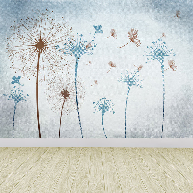 Soft Color Dandelion Mural Decal Moisture-Proof Modern Living Room Wall Covering