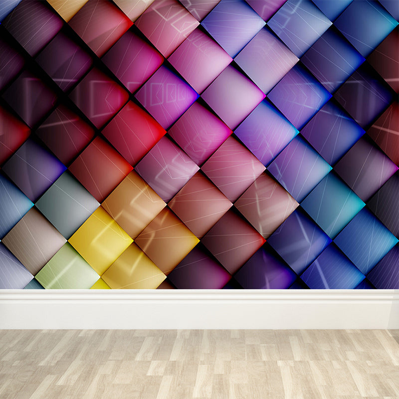 Colored Geometric Pattern Mural Decal Contemporary Non-Woven Material Wall Covering