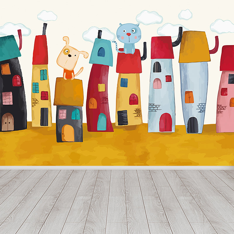 Illustration Style Character Wall Mural Giant Wall Covering for Kids Room, Custom