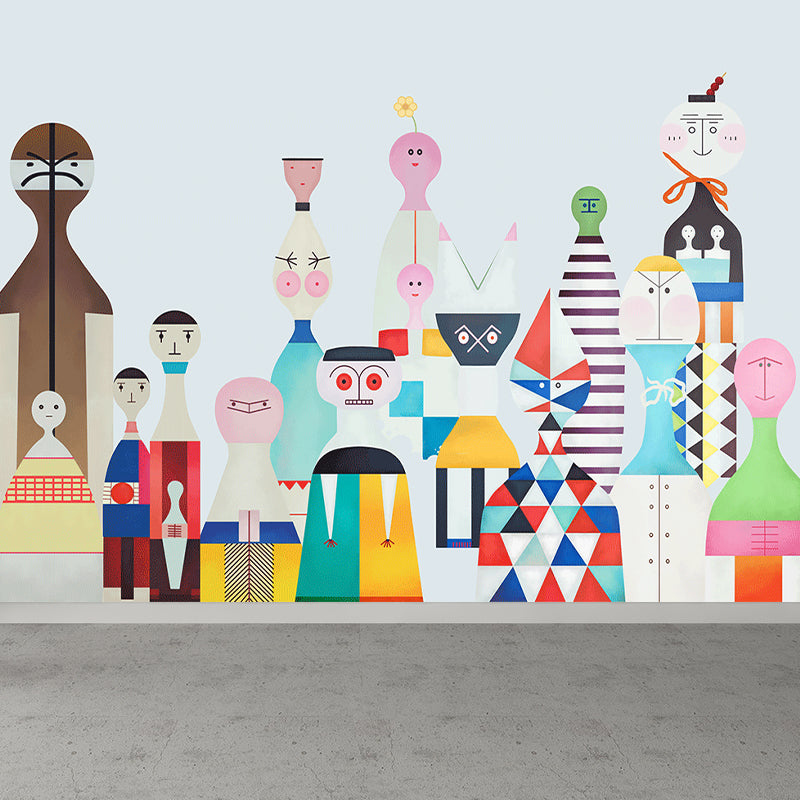 Illustration Style Character Wall Mural Giant Wall Covering for Kids Room, Custom