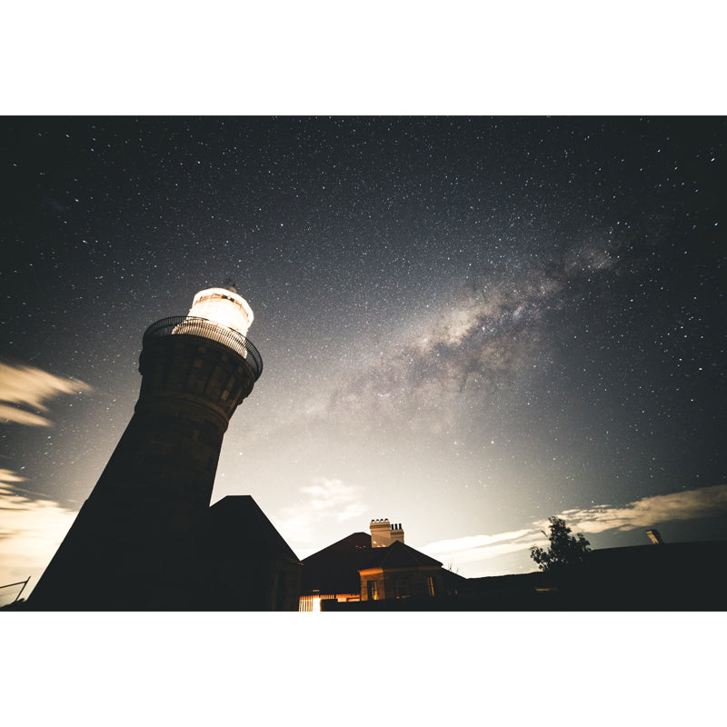 Novelty Beacon at Night Mural Decal for Dining Room, Gray, Custom Size Available