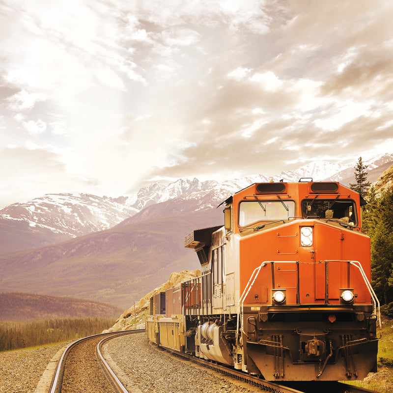 Giant Industrial Mural Wallpaper in Pastel Color Railroad Train Wall Art, Custom