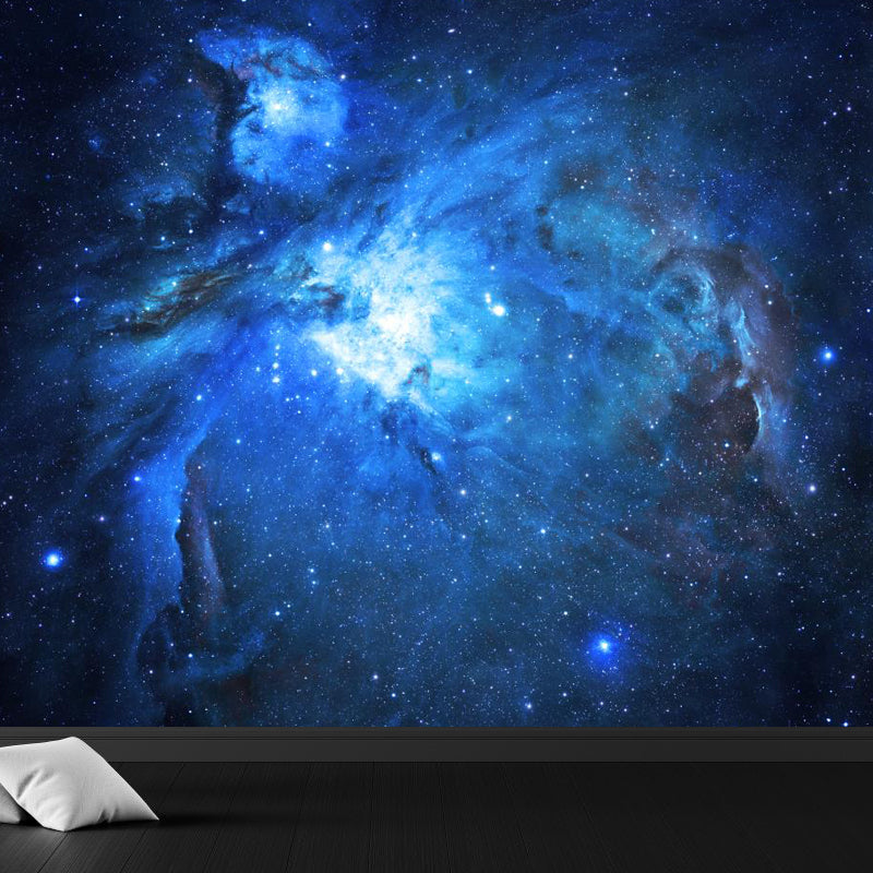 Giant Modern Mural Decal in Blue Night Sky Constellations Wall Covering, Customised
