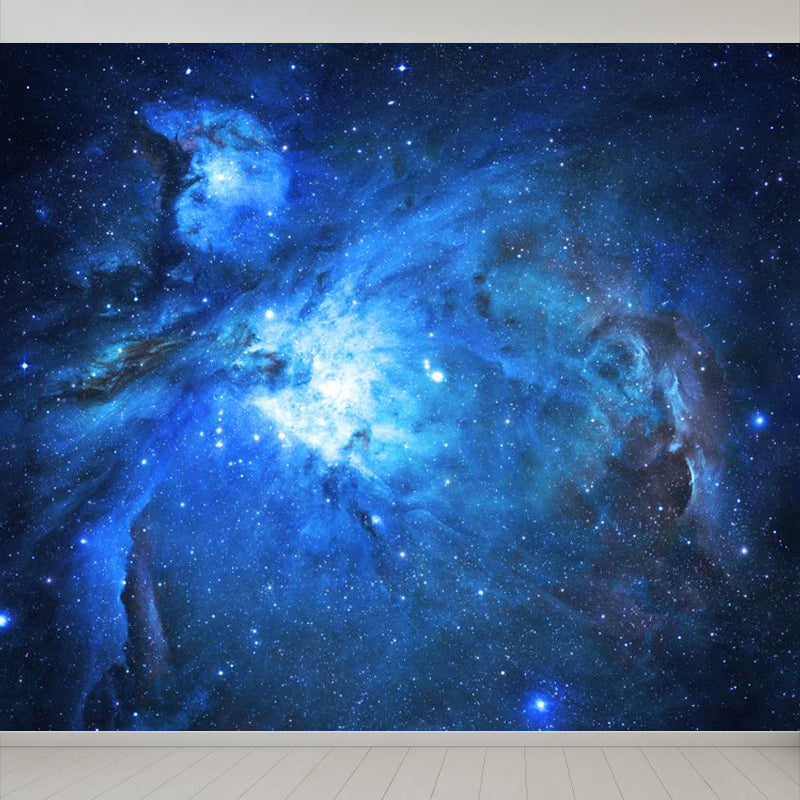 Giant Modern Mural Decal in Blue Night Sky Constellations Wall Covering, Customised