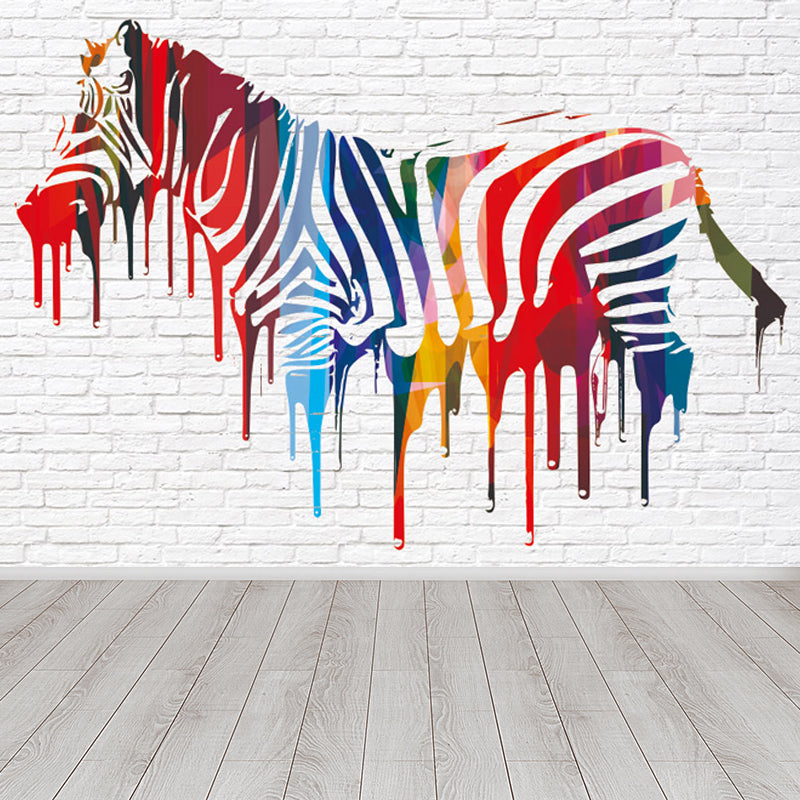 Modern Zebra Printed Mural Soft Color Living Room Wall Art, Custom Size Available